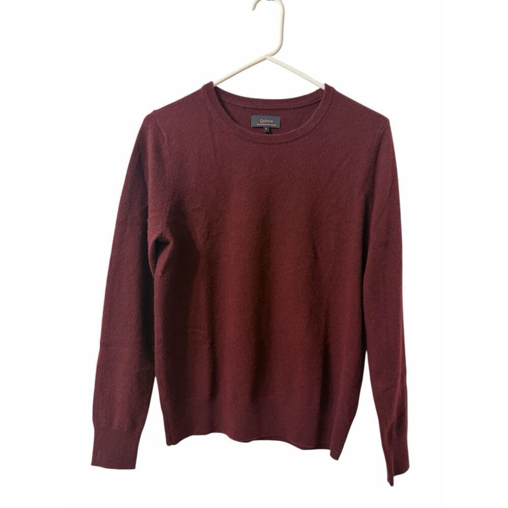 Quince Burgundy Men’s Crew Neck 100% Magnolia Cashmere Sweater(Size Small) - Picture 3 of 5
